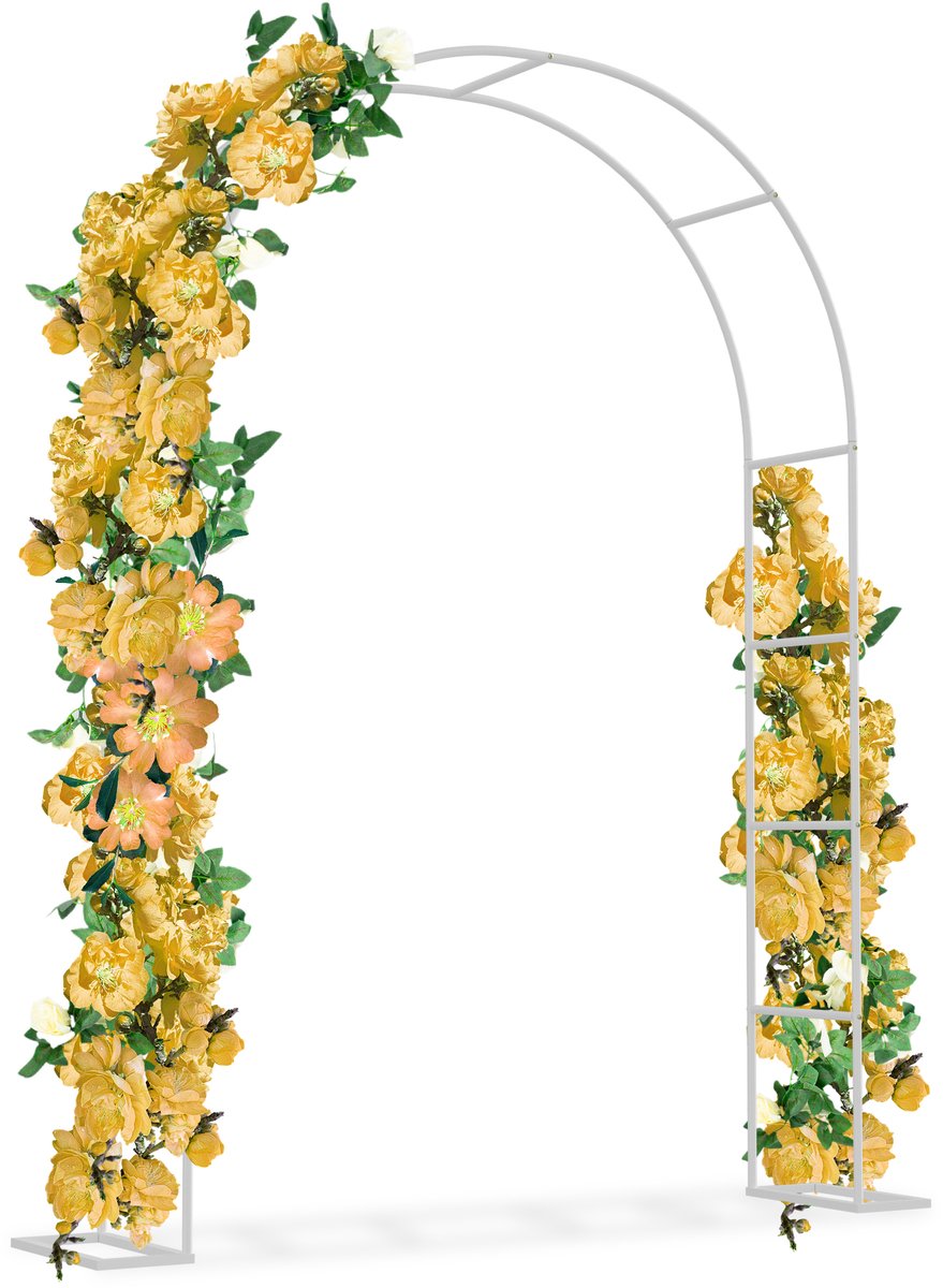 Aufun Rozenboog Tuinboog - Metalen boog Tuinroosbogen - Trellis Rozensteun voor rozen en klimplanten Rozenframe Plantenboog Extra breed plantenframe - Wit