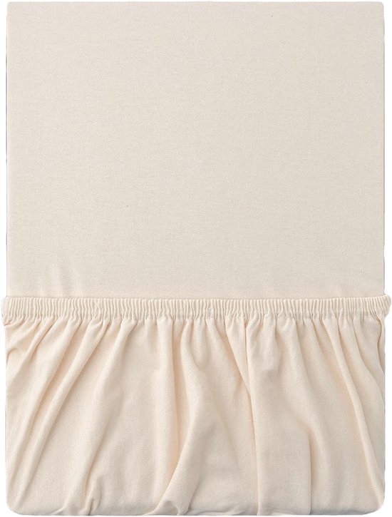 Hoeslaken en jersey Premium – 100 % Katoen – 180 x 200 – Douceur extrême – Ajustement parfait – Hauteur du matelas 30 cm – 170 g/m² – Infroissable et respirant – Crème