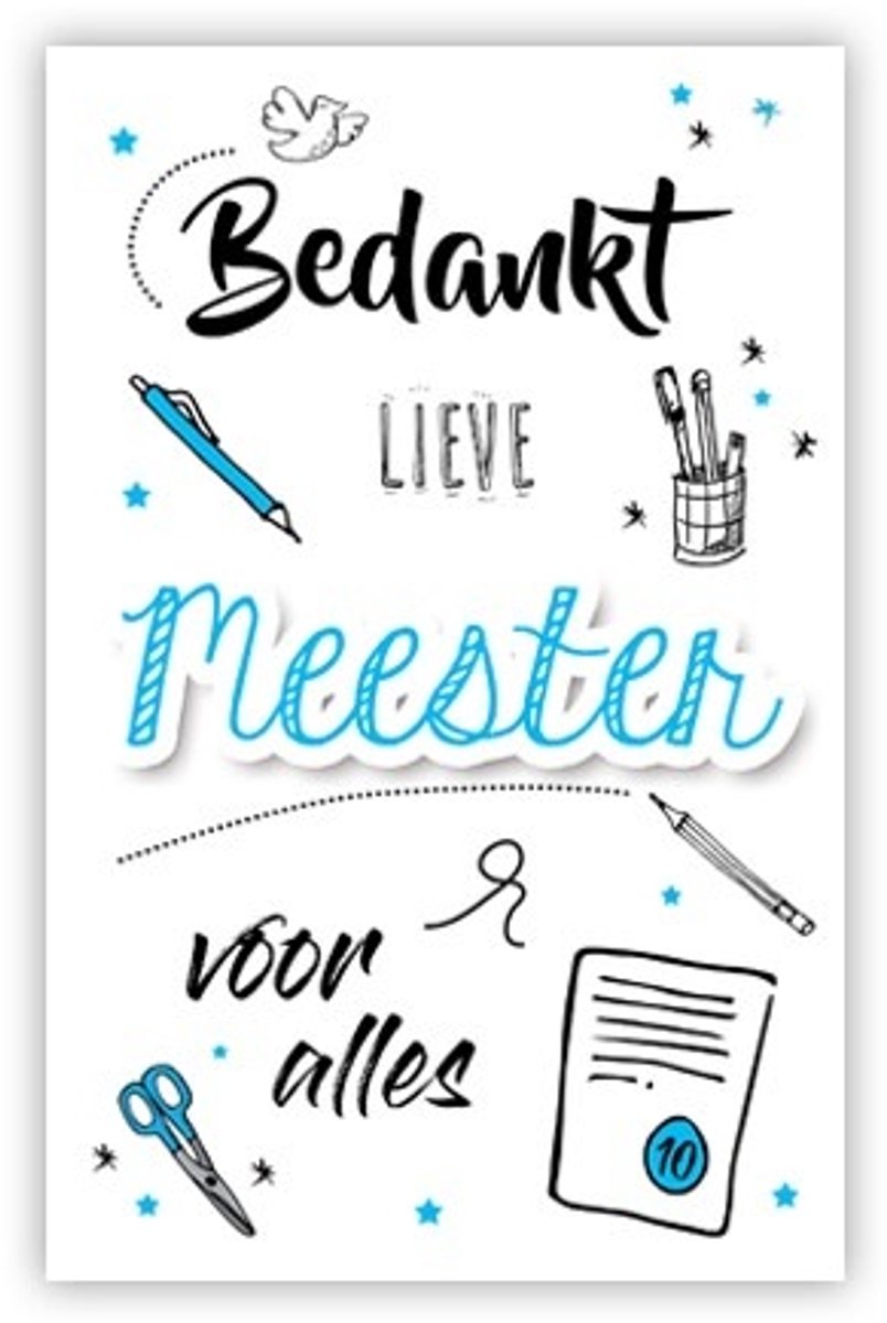 Wenskaart "Bedankt lieve Meester"