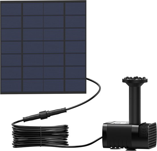 Aufun 1.8W Solar Vijverpomp Zonnefontein Buiten Tuin Waterpomp Drijvende Tuinfontein voor Tuin, Rotstuin en Vijver Waterornament Decoratie