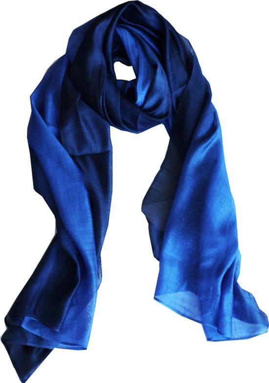 Zijde Blend Sjaal – Lange Sjaal Dames – Blauw