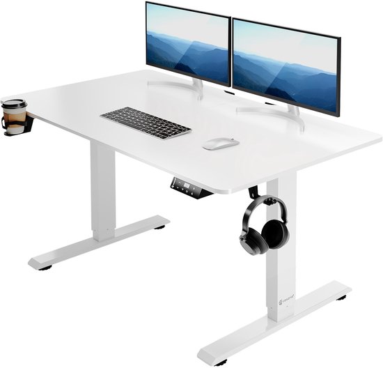 Casaria Zit Sta Bureau – Hoogte Verstelbaar Elektrisch 110x60cm - Wit