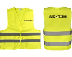 EIZOOK Veiligheidshesje-veiligheidsvest-SLECHTZIEND - BEDRUKT voor en achterzijde Geel