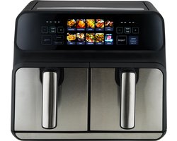 ProfiCook FR 1287 H - Dubbele Heteluchtfriteuse - 2 x 4 Liter - Met kleurendisplay - Touchscreen - 9 Programma's - 2 onafhankelijke kookzones