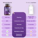 Vergelijking van WeightWorld mariadistel capsules met andere merken. WeightWorld: 2000 mg, 80% silymarine, 6 maanden voorraad, 1 capsule per dag.