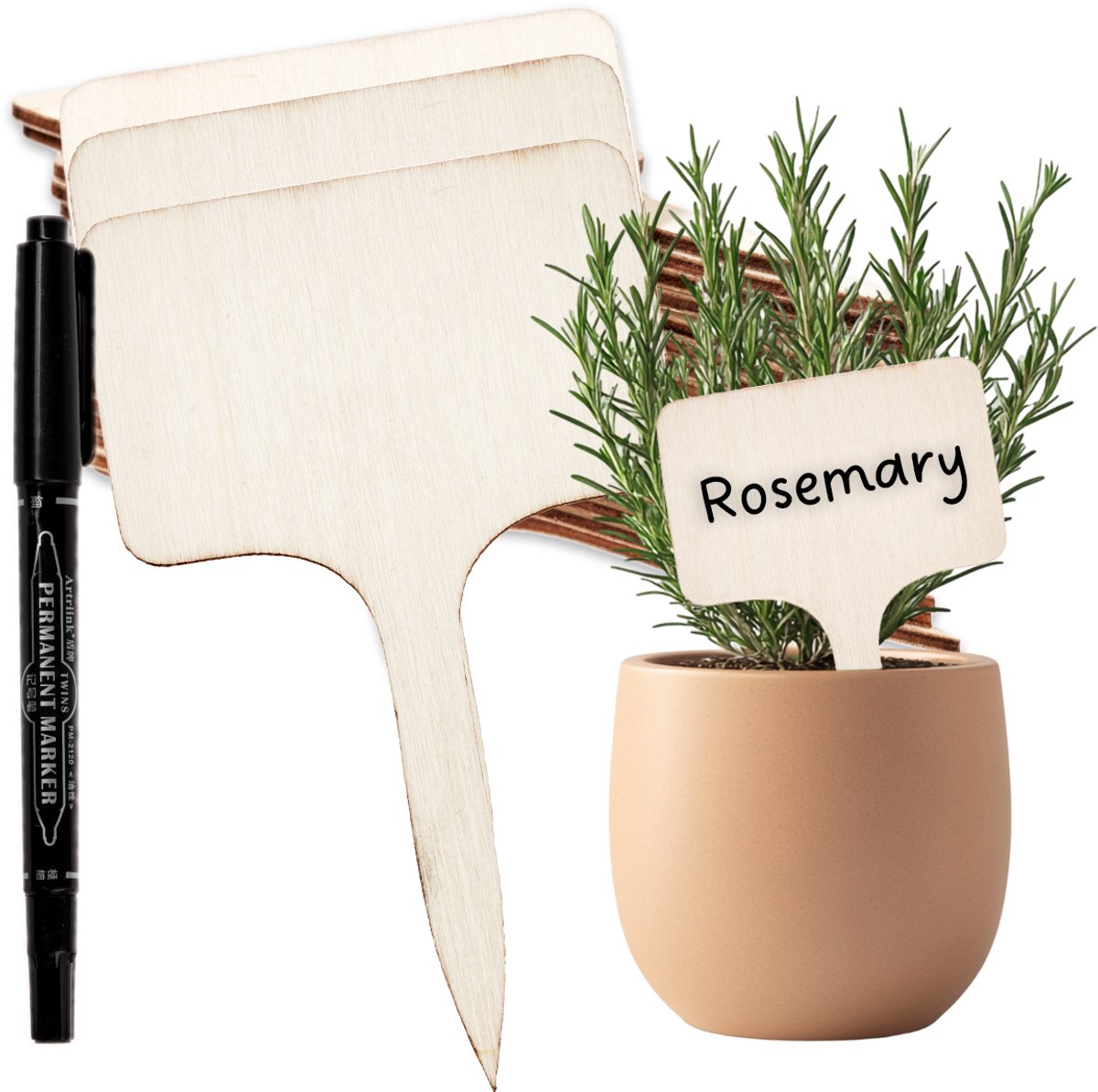 YUGN Plantenlabels Hout 20 Stuks - Plantenstekers voor Kruiden en Moestuin