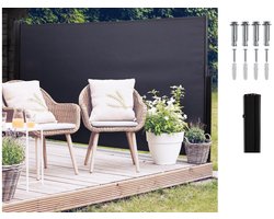Uittrekbaar windscherm Zwart - Flexibel en Verstelbaar Windscherm voor Tuin, Balkon of Terras - Robuust en Weerbestendig, Eenvoudig te Installeren en Perfect voor Privacy en Bescherming tegen Wind - Ideaal voor Buitengebruik- tuin scherm- tuinscherm