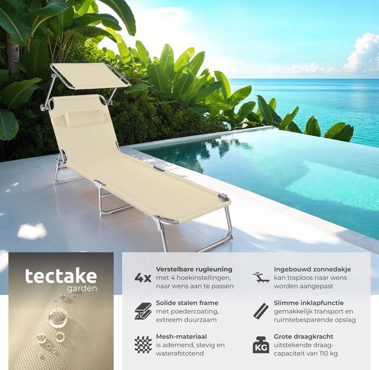 Tectake Aluminium Rotan Ligstoel Océane - Zwart