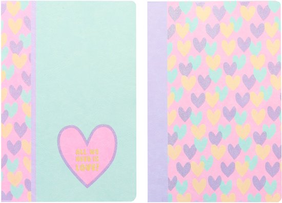 Kangaro schriften - B'LOG HEARTS - formaat A4 - met lijn - 2 stuks