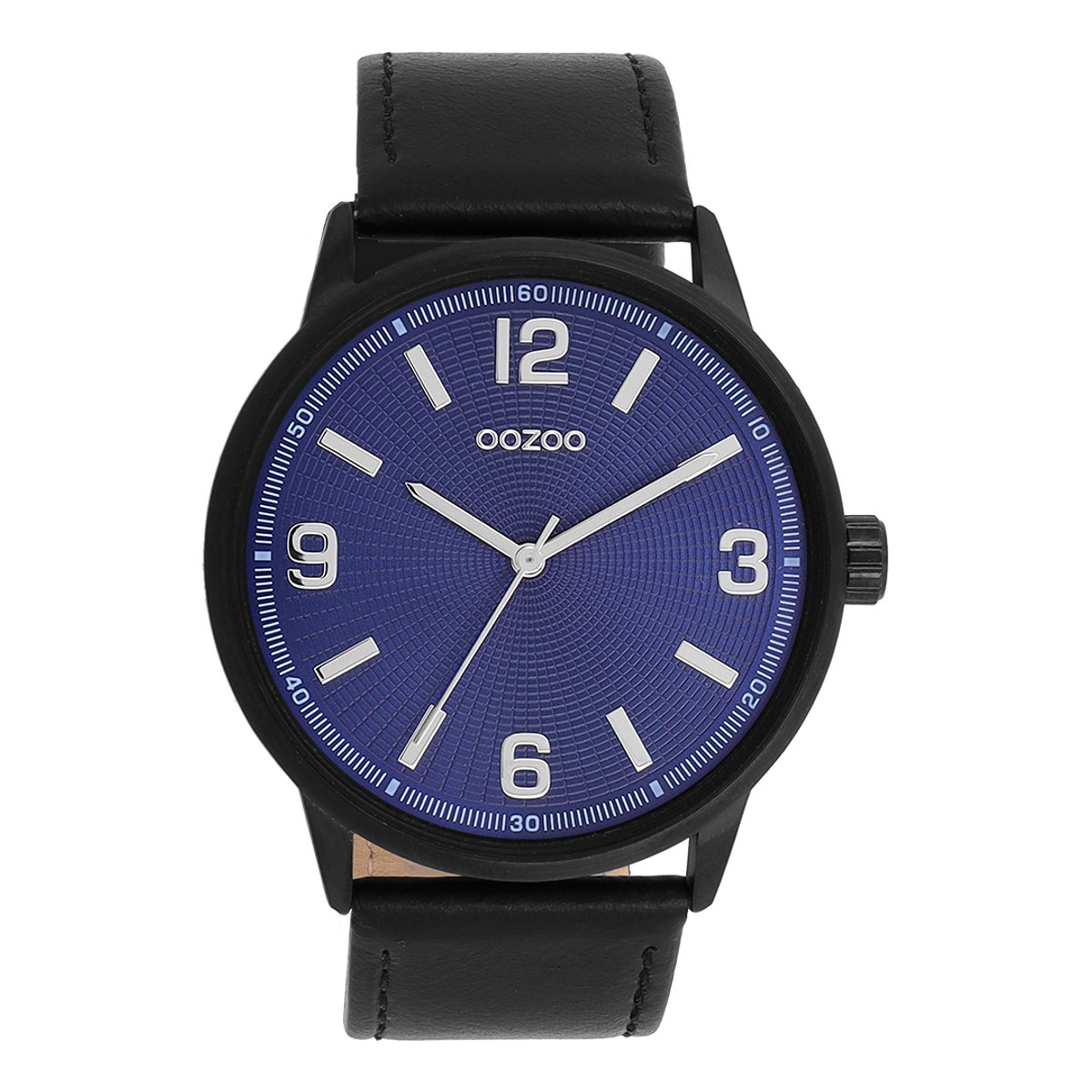 OOZOO Timepieces - Zwarte horloge met leren band leren band - C11502