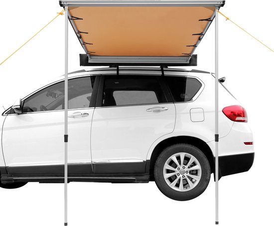 Auvent latéral rétractable pour voiture, en polyester, 2 x 2,5 m, UV50+, imperméable, pour Camping et pique-nique, beige