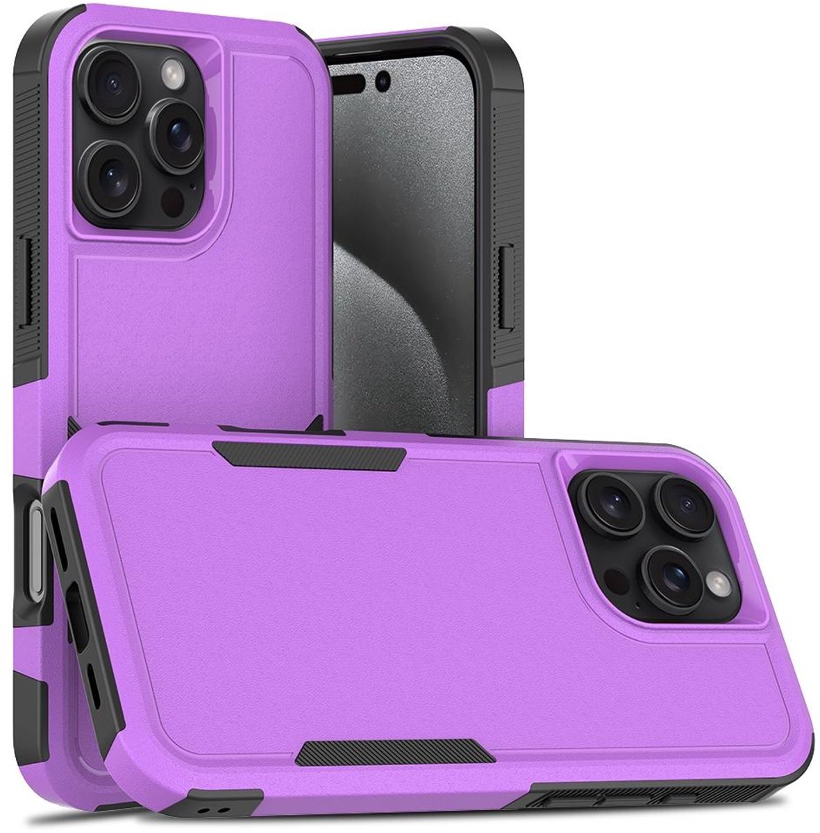 Mobigear Hoesje geschikt voor Apple iPhone 16 Pro Max Telefoonhoesje Hardcase | Mobigear Heavy Armor Backcover Shockproof | Schokbestendig iPhone 16 Pro Max Telefoonhoesje | Anti Shock Proof - Paars