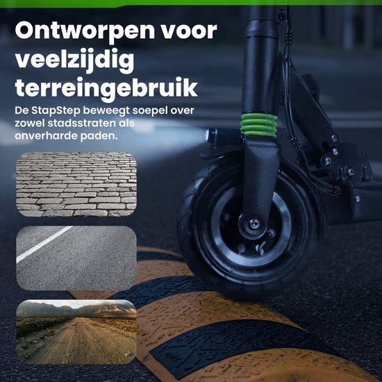 StapStep Pro Elektrische Step voor Volwassenen - Electrische Step - E Step - Wettelijk Toegestaan - 8 Inch - 250W - Snelheid tot 25km/h - Bereik tot 35km - 14KG - Compact Opvouwbaar - Zwart