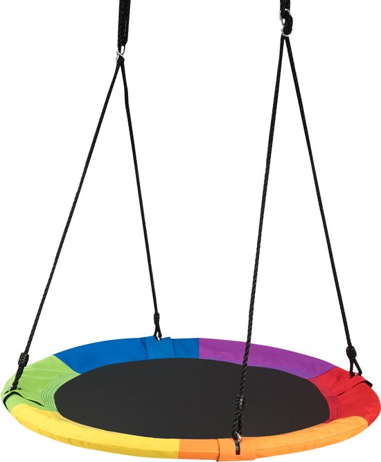 COSTWAY Nestschommel voor buiten, kinderschommel, boomschommel, hangschommel, belastbaar tot 150 kg, ronde schommel met 100 cm diameter voor binnen en buiten, schommel voor kinderen en volwassenen