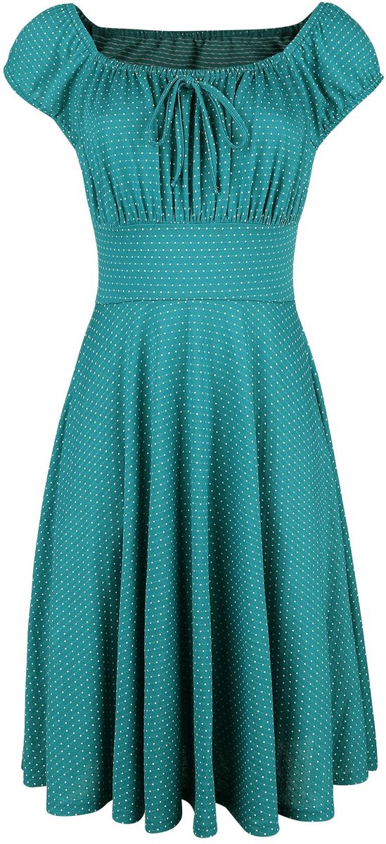 Voodoo Vixen Tessy Green Gathered Dames Midi-jurk - petrol - M
