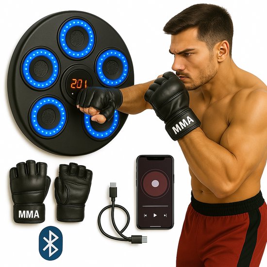 H&U Select Boxing Machine – Bluetooth Incl. Handschoenen - 9 Trainingsstanden - Voor Kind & Volwassene - Bokszak - Boxen - Binnen/Buiten - Boxing - Machine