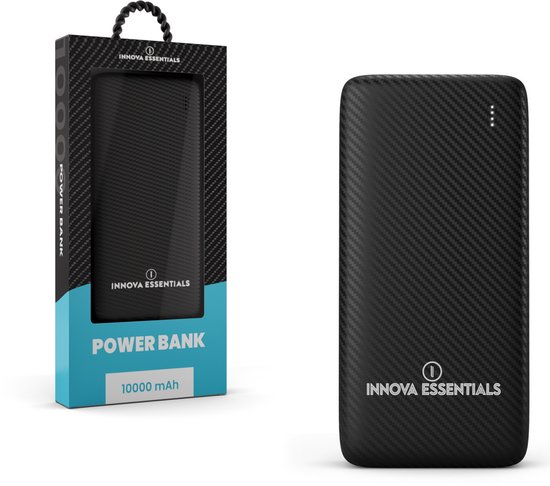 Innova® Mini Powerbank - 10.000 mAh - 20W snellader - Ultra Dun - USB 3.0 - USB-C & Micro USB - Quick Charger 20W - Universele Powerbank voor o.a. Apple iPhone / Samsung - Zwart
