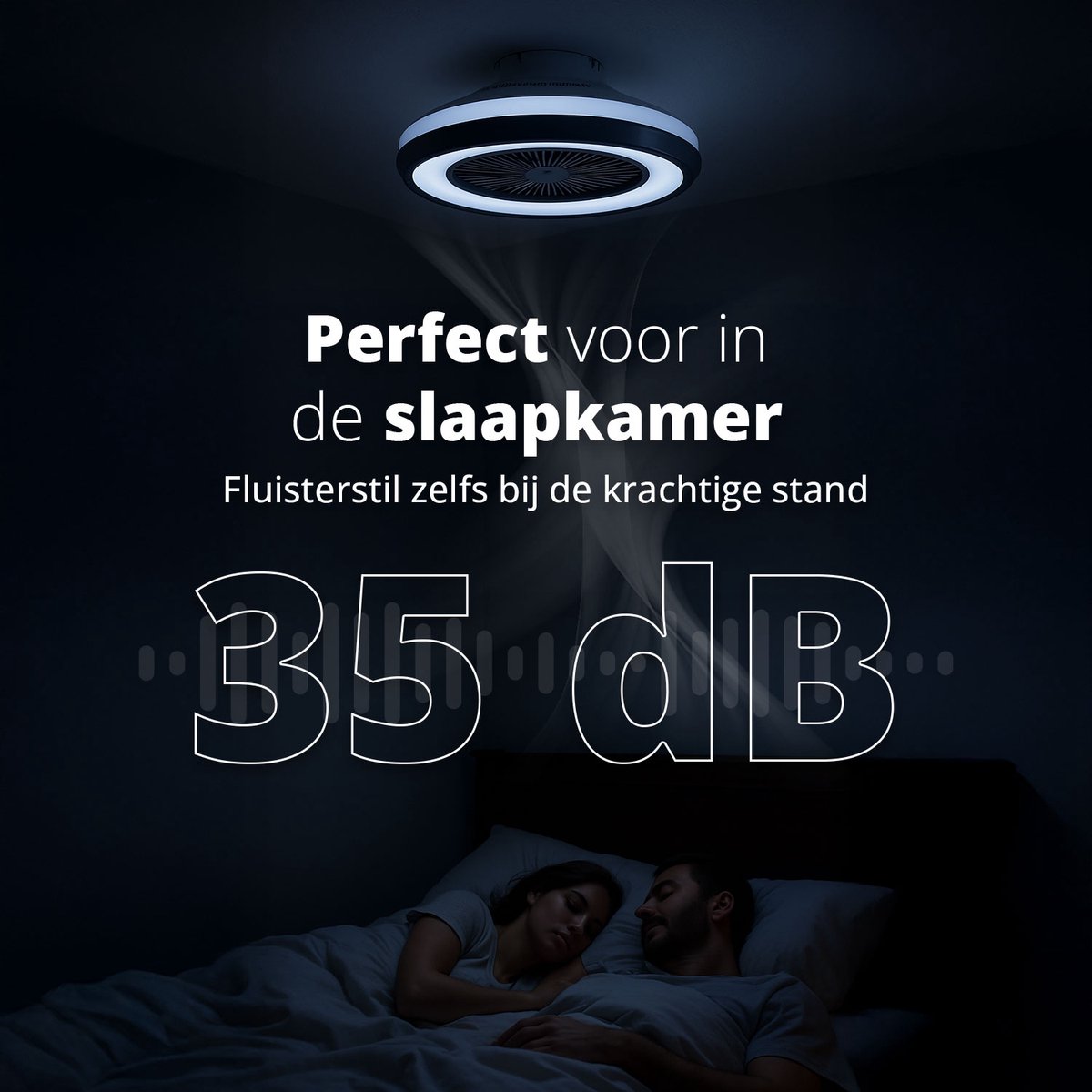 FlinQ LumiFan XL Ø60 cm Smart Plafondventilator met Verlichting - Lamp met 16 Miljoen Kleuren - Ventilator voor aan het Plafond - Ideaal voor op de Slaapkamer - Bestuurbaar met App of Afstandsbediening thumbnail 3