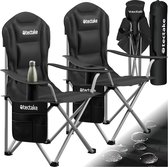 tectake® Set van 2 Campingstoelen - Kampeerstoel - Vouwstoel - Klapstoel - Inclusief bekerhouder, opbergvak en draagtas - Luxe outdoorstoel - Campingstoel