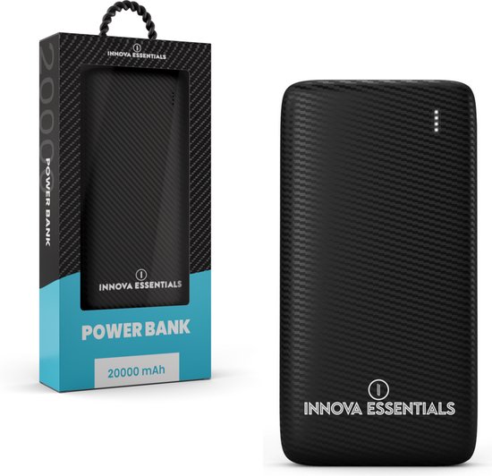 Innova® Powerbank Pro - 20.000 mAh - 20W snellader - Compact Design - USB 3.0 - USB-C & Micro USB - Quick Charger 20W - Universele Powerbank voor o.a. Apple iPhone / Samsung - Zwart