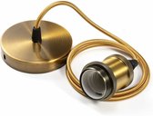 Geschikt voor Metalen hanglamp armatuur hanglamphouders E27 lampfittingen met kabel, lampfitting verstelbare bronzen gevlochten plafond hanglampfitting 90cm,(goud,1st)