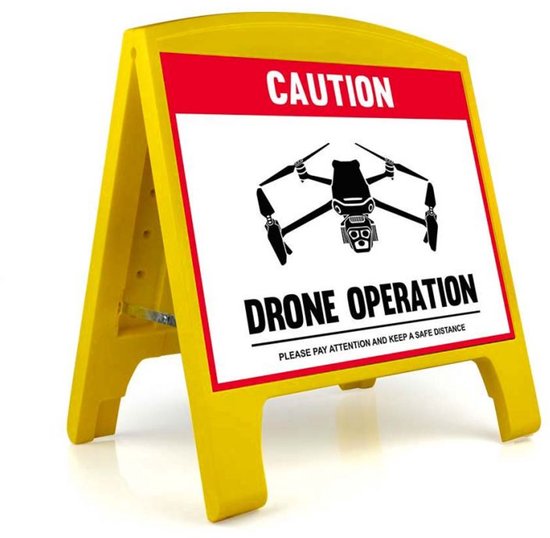 Drone Warning Sign - Large - Drone Operation - Red - English | bol