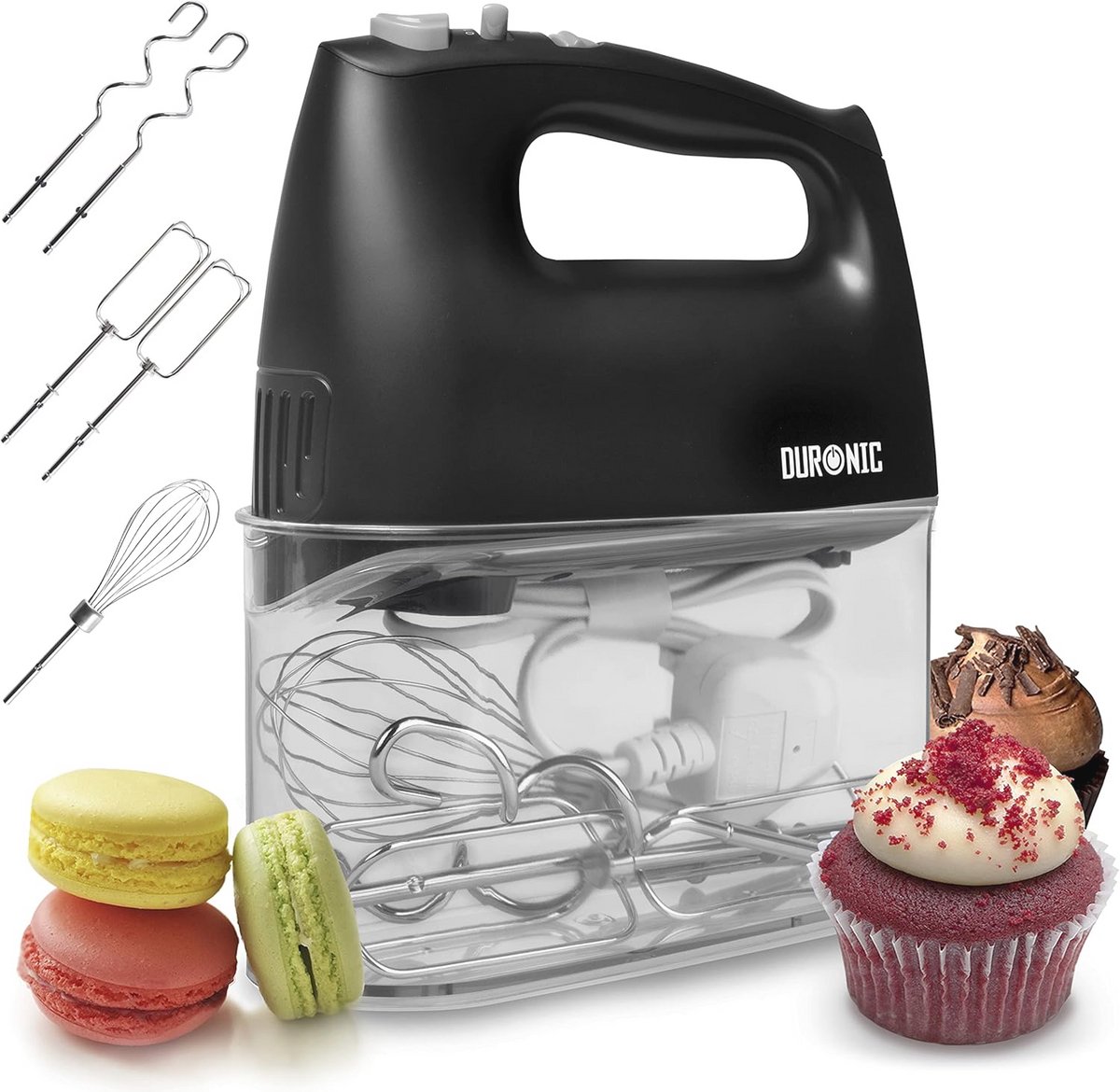 Handmixer 400 W met 5 Snelheden en Accessoires | Perfect voor Bakken en Koken | Inclusief Opbergcontainer