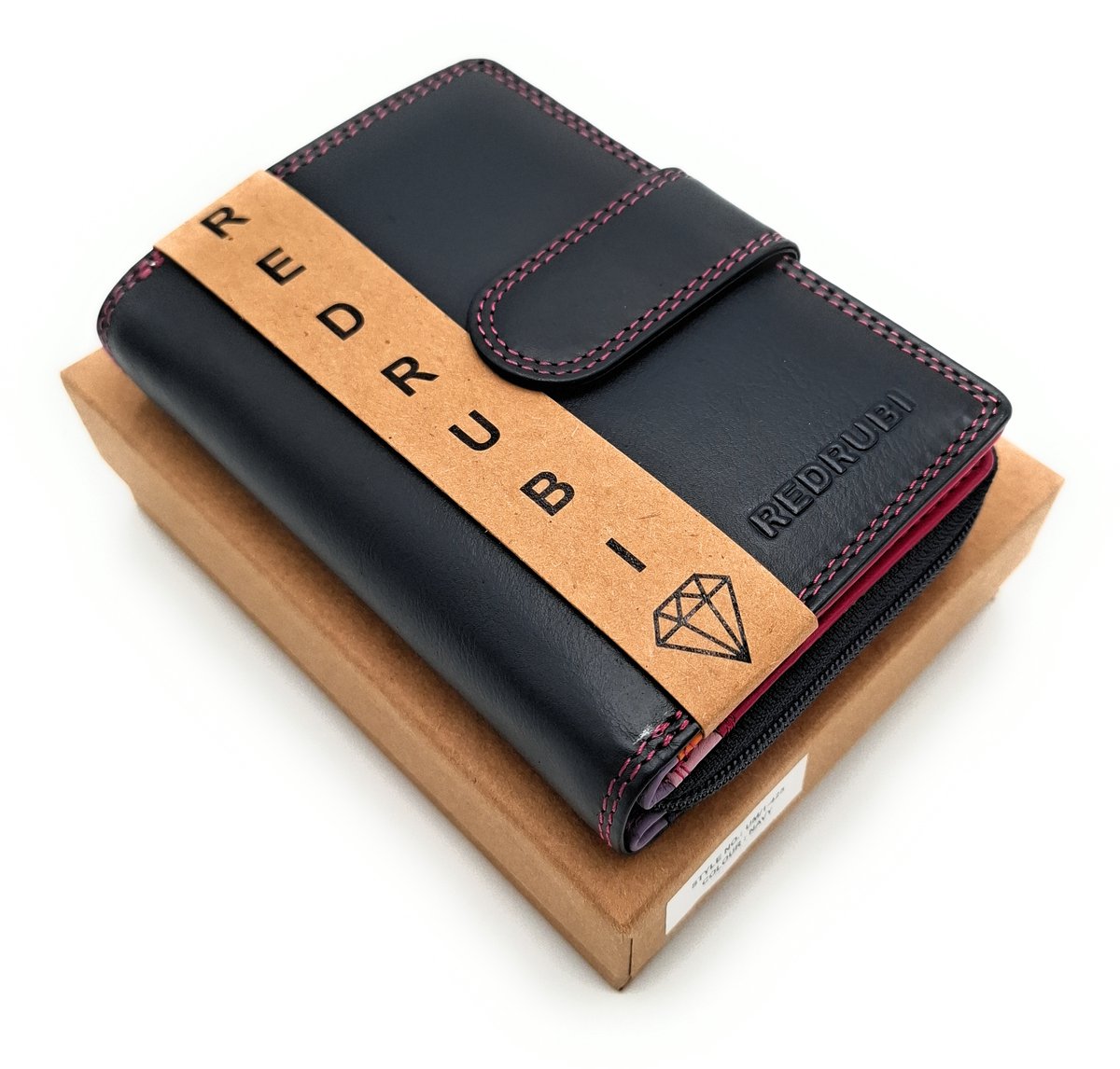 REDRUBI UM/1-425 LUXE DAMES LEREN PORTEMONNEE PAARS MULTICOLOR MET RFID