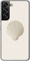 Telefoonhoesje Geschikt voor Samsung Galaxy S22 hoesje - Schelp - Minimalistisch - Wit - Siliconen Telefoonhoesje Telefoonhoesje