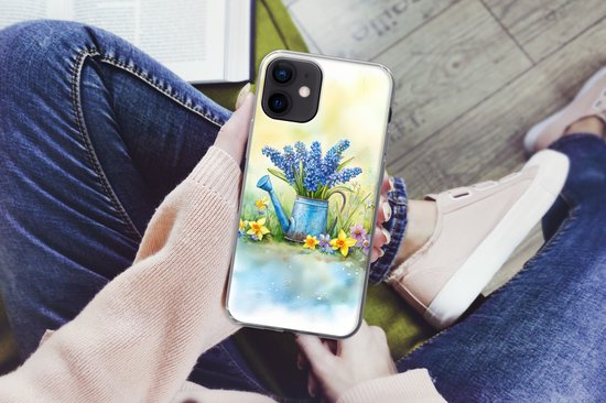 Coque de téléphone compatible avec iPhone 12 - Arrosoir - Lavande - Fleurs - Coque de téléphone en Siliconen Coque de téléphone
