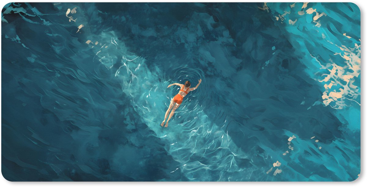 Muismat XXL 80x40 cm - Bureau onderlegger - Bureau mat Vrouw - Water - Bikini - Oranje - Bureaumat - Gaming mousepad xl - Bureaulegger groot - Computer deskmat