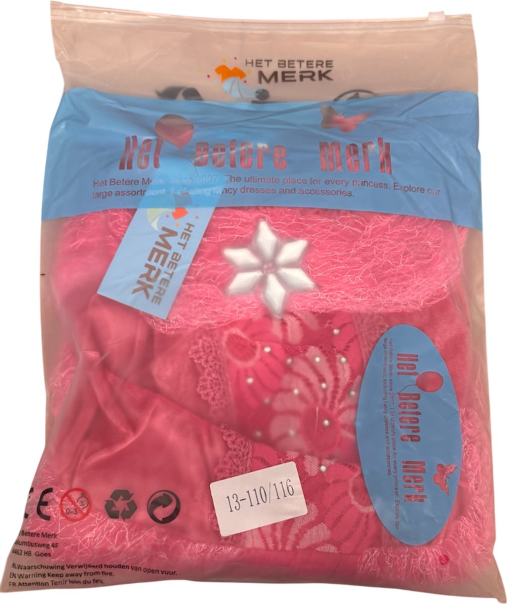 Het Betere Merk - Prinsessenjurk meisje - Roze vlinders - Verkleedkleren meisje - Toverstaf - Kroon - Tiara - Roze jurk - Fuchsia - Carnavalskleding kinderen — afbeelding 9