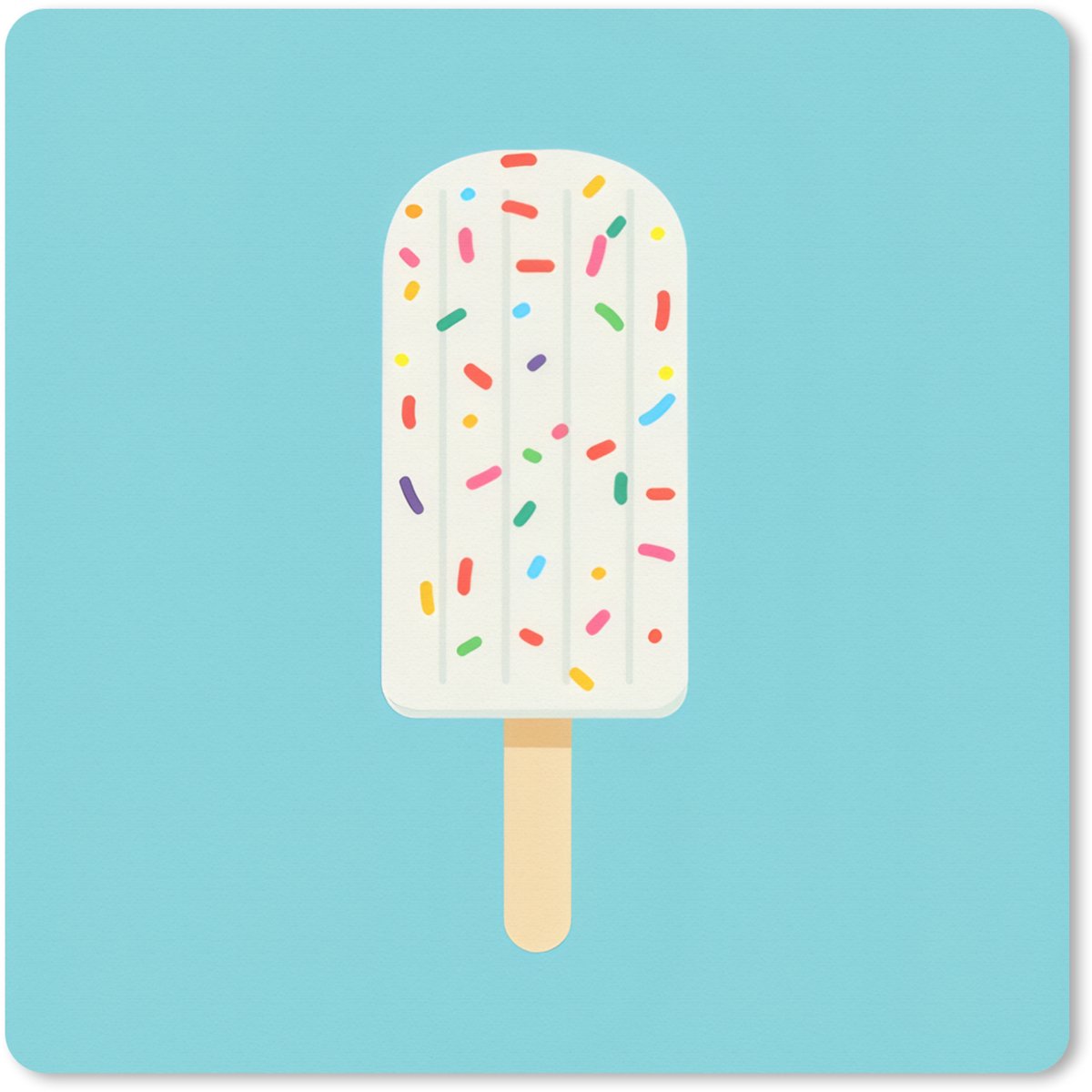 Muismat XXL 50x50 cm - Bureau onderlegger - Bureau mat Ijsje - Stokje - Sprinkles - Lichtblauw - Bureaumat - Gaming mousepad xl - Bureaulegger groot - Computer deskmat