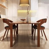 vidaXL Eetkamerstoelen Singapore houten frame kunstleer bruin 2 st