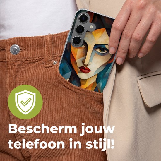 Telefoonhoesje samsung Galaxy S24 hoesje - Portret - Abstract - Vormen - Siliconen Telefoonhoesje Telefoonhoesje