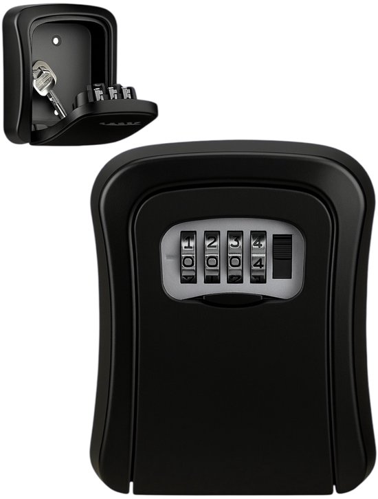 Sleutelkluis voor Buiten - Sleutelkastje met Code - Voor binnen en buiten - Sleutelkluisje met Cijferslot - Sluitelkluis voor in de zorg en in de bouw - Waterbestendig - zwart