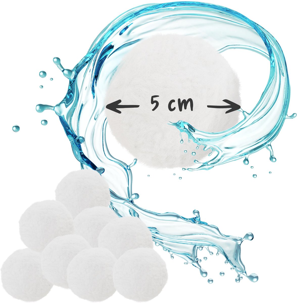 Sillar, Filterballen voor zandfilterpomp, zwembad, herbruikbaar, filterbollen geschikt voor zwembad pomp, 50mm, 1000g, set 2x 500g, wit – foto 2
