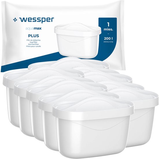 Wessper, waterfilterpatronen voor waterkan, filterpatroon, vervanging voor Brita Maxtra+ Pure Perfomance, Dafi, Laica, 10 stucks