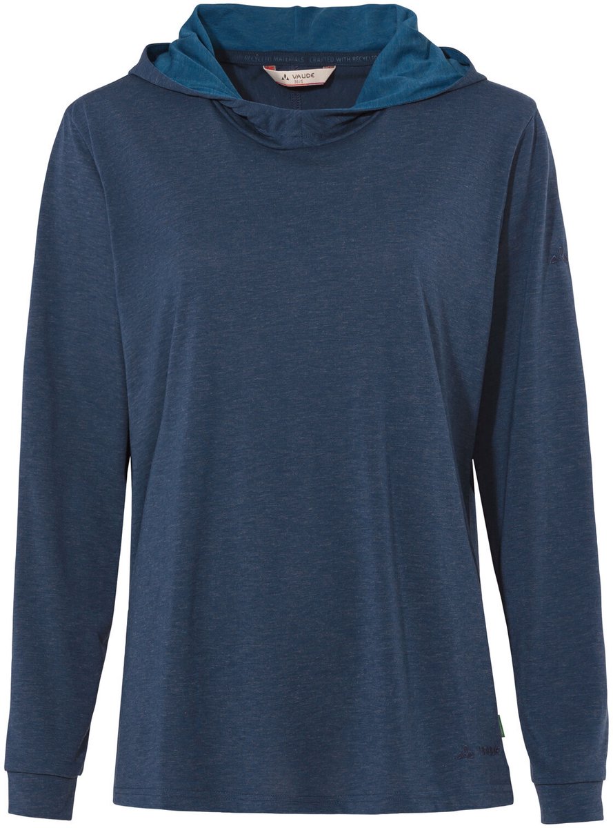 VAUDE Mineo LS Hoody Trui Dames Outdoor Sporttrui Capuchon Losse pasvorm Dark Sea