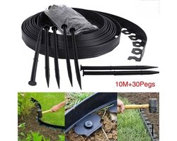 10m lawn border with 30 plastic stakes garden border for paths, driveways, flowers and plants，Scheidingsband met steunplaat voor Isolatiegordel