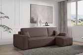 Bol.com Hoekbank met opbergruimte Frenkie - Taupe - Ribstof Velvet - Zetel - Slaapbank - Universeel - Links of Rechts - Hoekzete... aanbieding