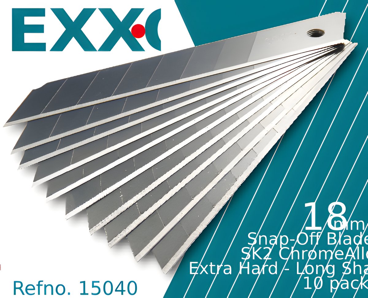 EXXO #15040 - 18mm extra sterke reservemessen voor een stanleymesje - 10 mesjes