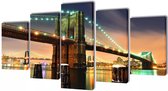 Canvas muurdruk set Brooklyn Bridge 100 x 50 cm