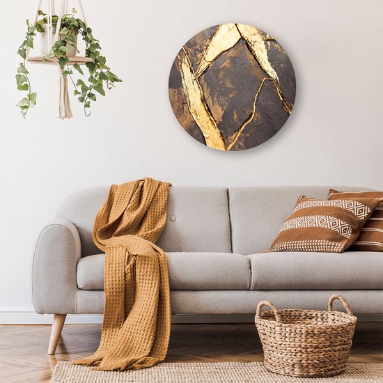 Modern portret met gouden accenten van Carla Van Iersel op canvas