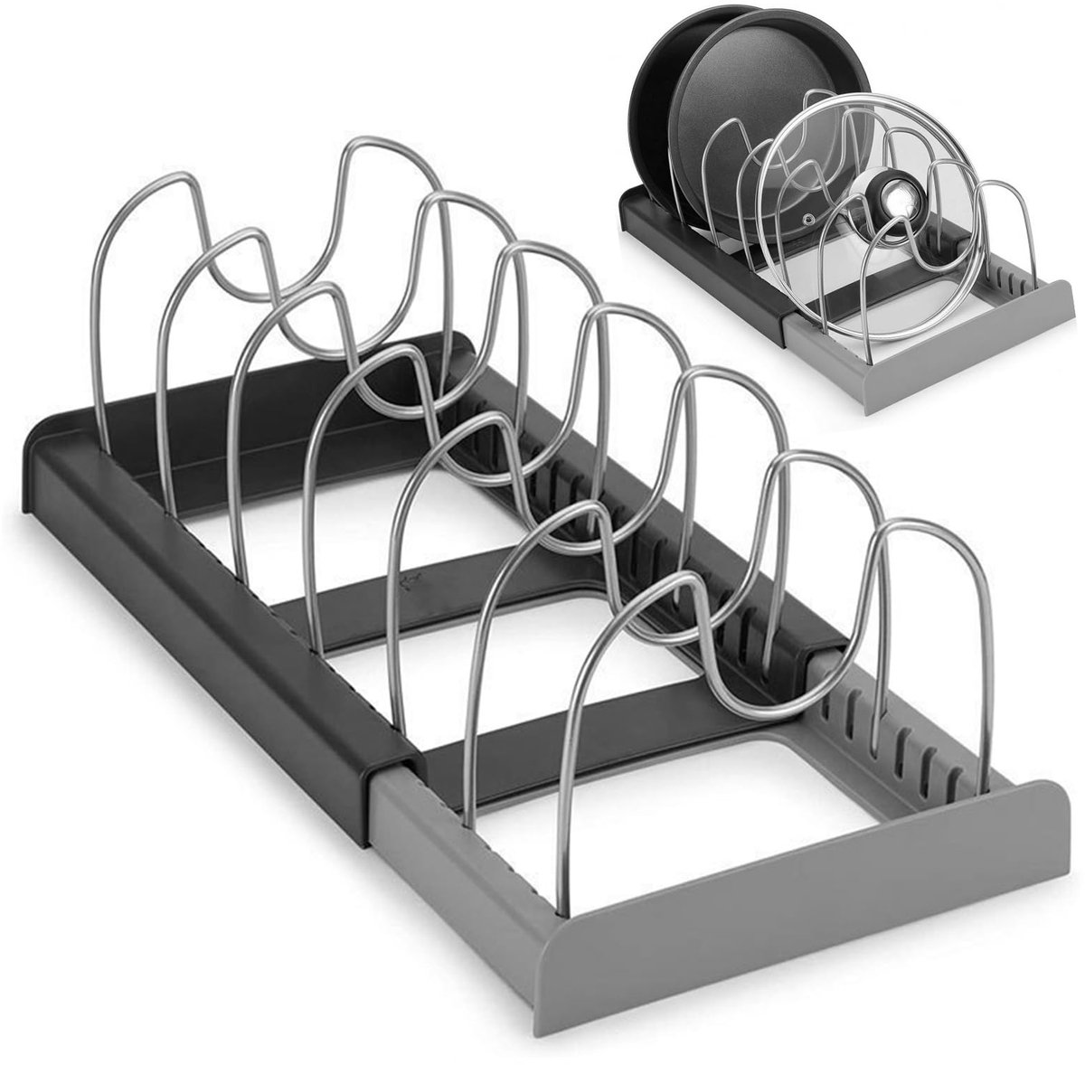 Ibenzoa® Uitbreidbare Organizer Voor Potdeksels En Pannen Met Verstelbare Vakken Voor Keukenopslag