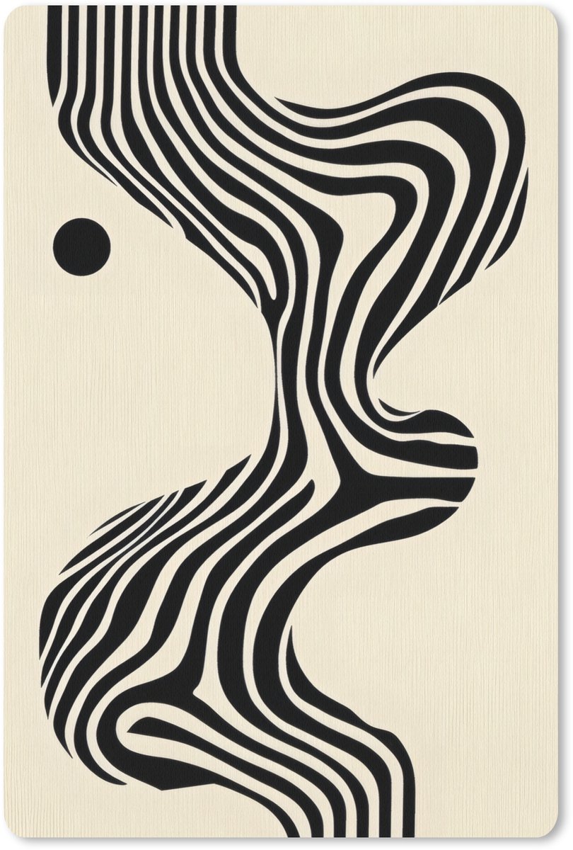 Muismat 18x27 cm - Mousepad Beige - Lijnen - Golvend - Abstract - Muismatten