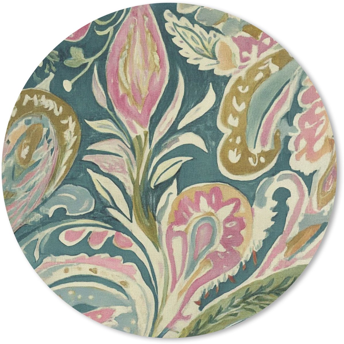 Muismat rond 20x20 cm - Mousepad Patroon - Kleurrijk - Sierlijk - Groen - Ronde muismatten
