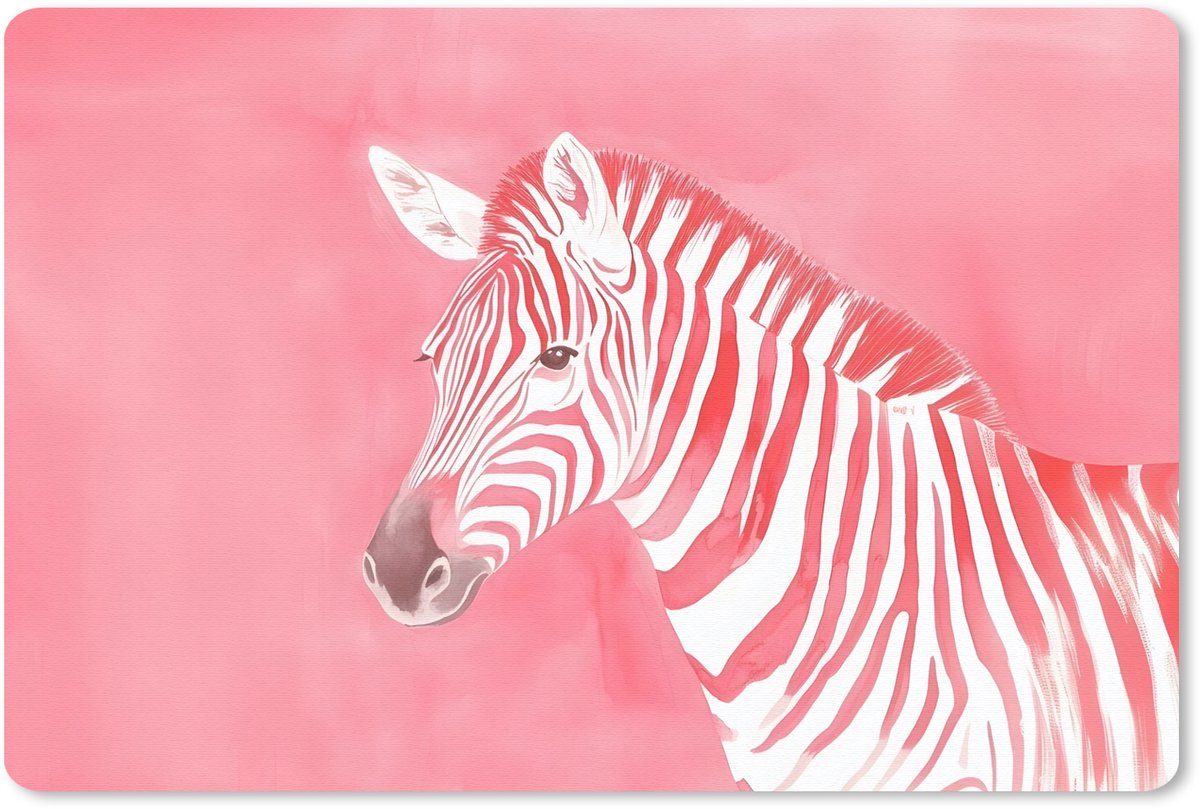 Muismat 27x18 cm - Mousepad Zebra - Pink - Verf - Muismatten