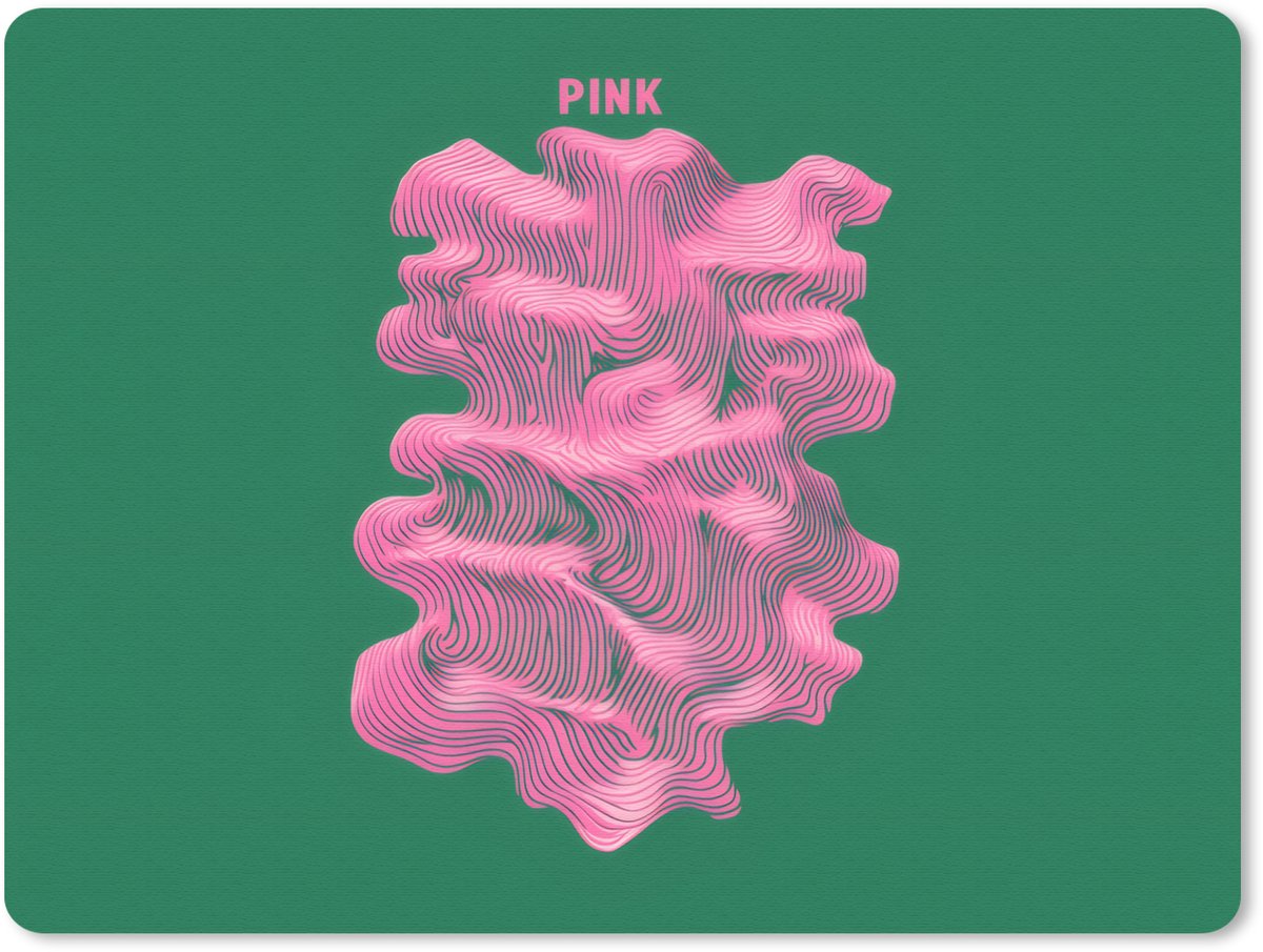 Muismat 23x19 cm - Mousepad Abstract - Pink - Lijnen - Groen - Muismatten
