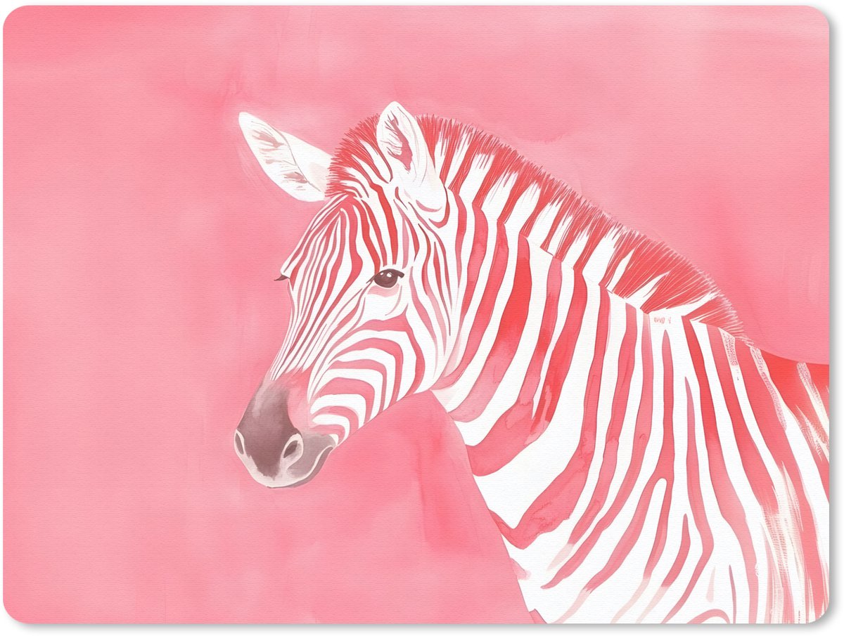 Muismat 23x19 cm - Mousepad Zebra - Pink - Verf - Muismatten